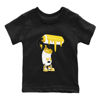 1s Yellow Ochre shirt to match jordans 3D Paint Roller sneaker tees Air Jordan 1 Yellow Ochre SNRT sneaker release tees baby toddler Black 2 cotton Shirt
