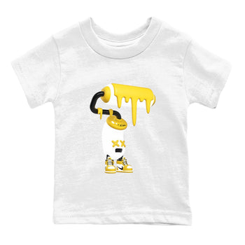 1s Yellow Ochre shirt to match jordans 3D Paint Roller sneaker tees Air Jordan 1 Yellow Ochre SNRT sneaker release tees baby toddler White 2 cotton Shirt
