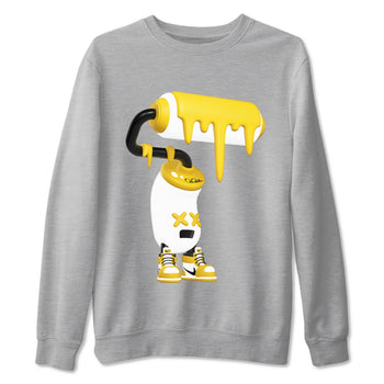 1s Yellow Ochre shirt to match jordans 3D Paint Roller sneaker tees Air Jordan 1 Yellow Ochre SNRT Sneaker Release Tees unisex cotton Heather Grey 2 crew neck shirt