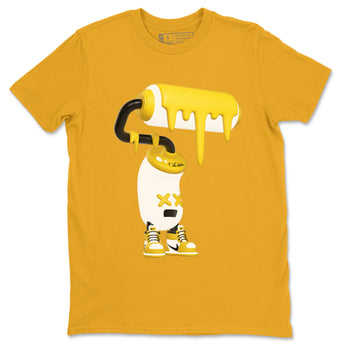 1s Yellow Ochre shirt to match jordans 3D Paint Roller sneaker tees Air Jordan 1 Yellow Ochre SNRT Sneaker Release Tees unisex cotton Gold 2 crew neck shirt