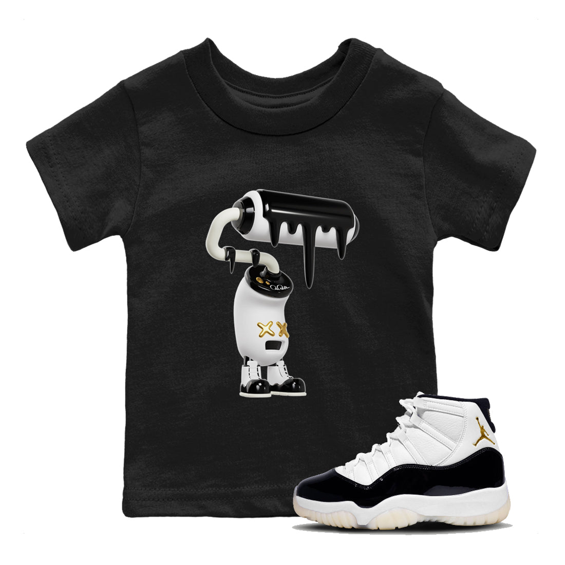 Air Jordan 11 Gratitude shirt to match jordans 3D Paint Roller sneaker tees AJ11 Gratitude SNRT Sneaker Release Tees Baby Toddler Black 1 T-Shirt