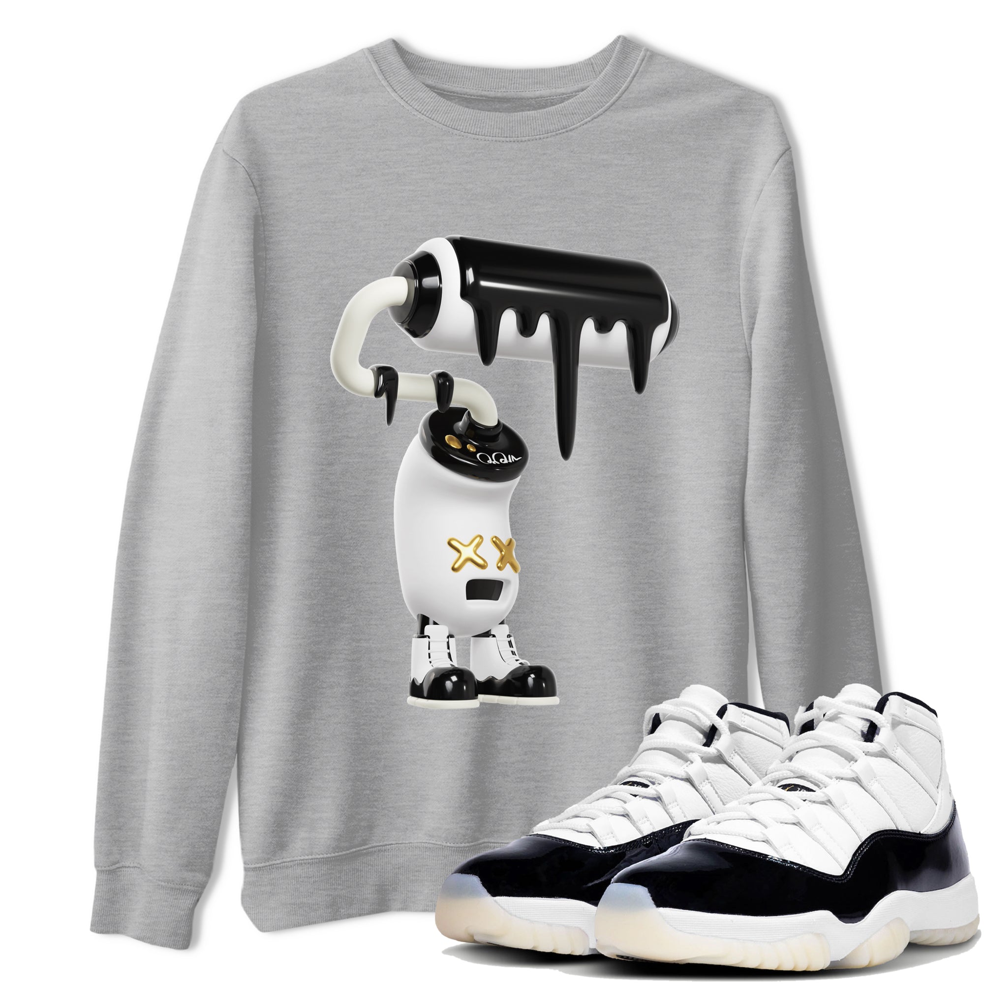 Air Jordan 11 Gratitude shirt to match jordans 3D Paint Roller sneaker tees AJ11 Gratitude SNRT Sneaker Release Tees Unisex Heather Grey 1 T-Shirt