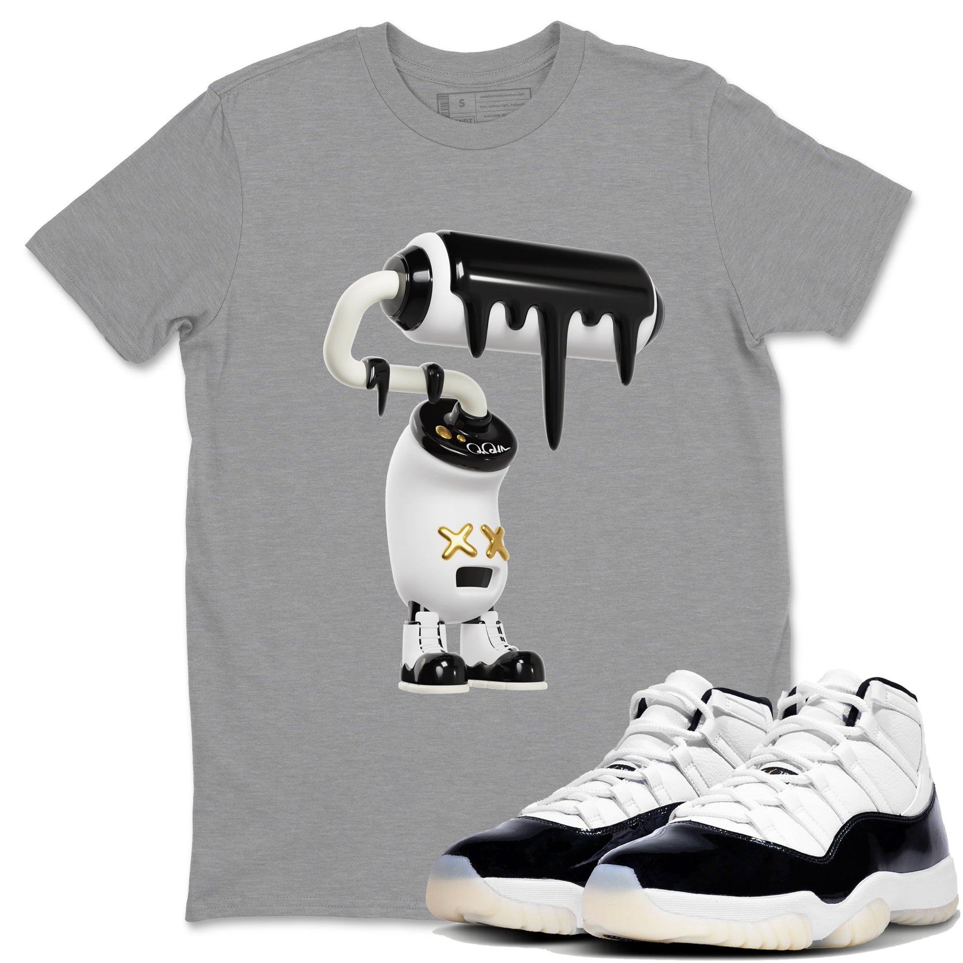 Air Jordan 11 Gratitude shirt to match jordans 3D Paint Roller sneaker tees AJ11 Gratitude SNRT Sneaker Release Tees Unisex Heather Grey 1 T-Shirt