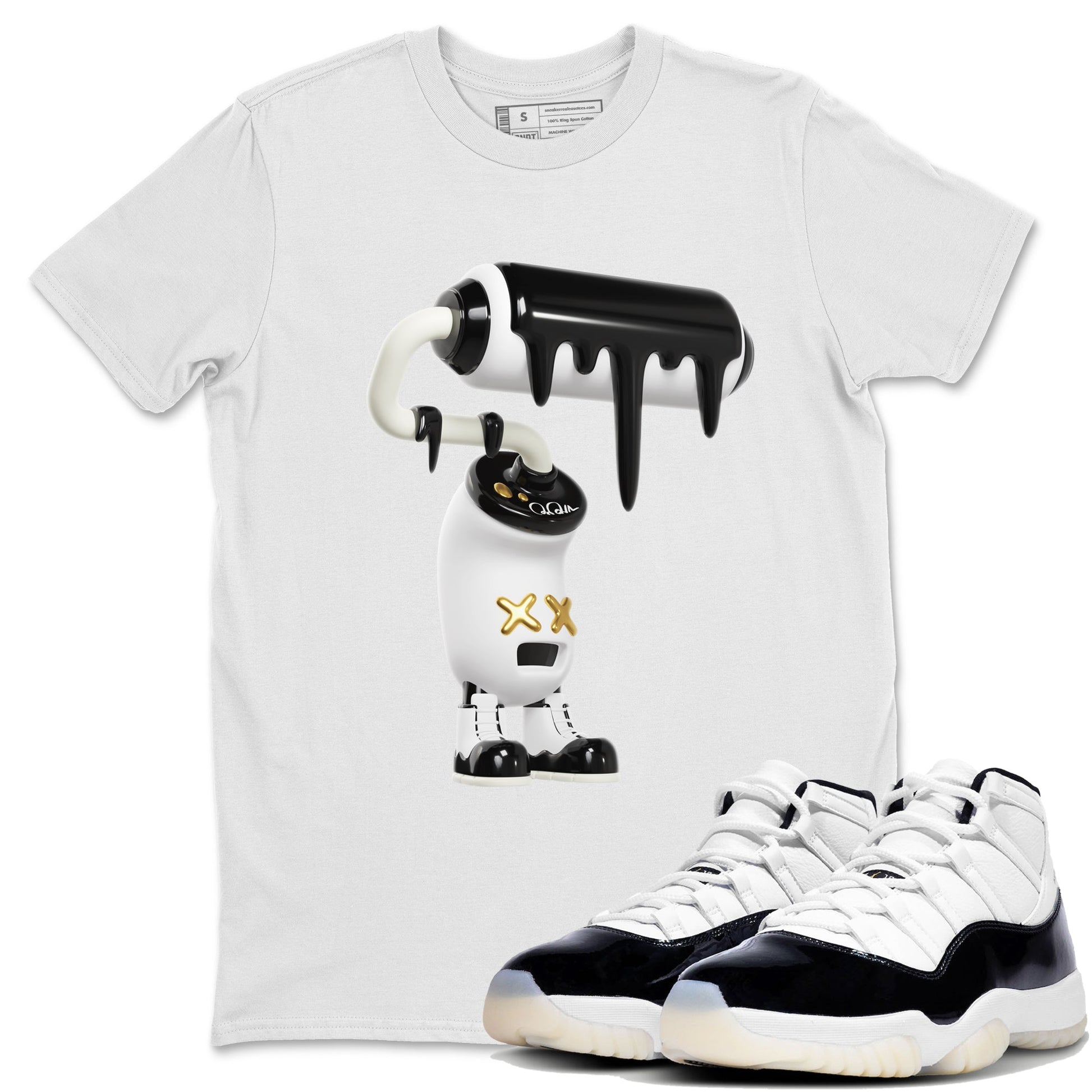 Air Jordan 11 Gratitude shirt to match jordans 3D Paint Roller sneaker tees AJ11 Gratitude SNRT Sneaker Release Tees Unisex White 1 T-Shirt