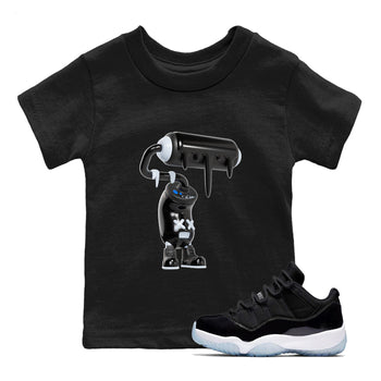 Air Jordan 11 Space shirt to match jordans 3D Paint Roller sneaker tees AJ11 Black and Varsity Royal SNRT sneaker release tees baby toddler Black 1 cotton Shirt