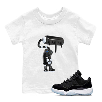 Air Jordan 11 Space shirt to match jordans 3D Paint Roller sneaker tees AJ11 Black and Varsity Royal SNRT sneaker release tees baby toddler White 1 cotton Shirt