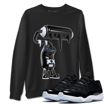 Air Jordan 11 Space shirt to match jordans 3D Paint Roller sneaker tees AJ11 Black and Varsity Royal SNRT Sneaker Release Tees unisex cotton Black 1 crew neck shirt