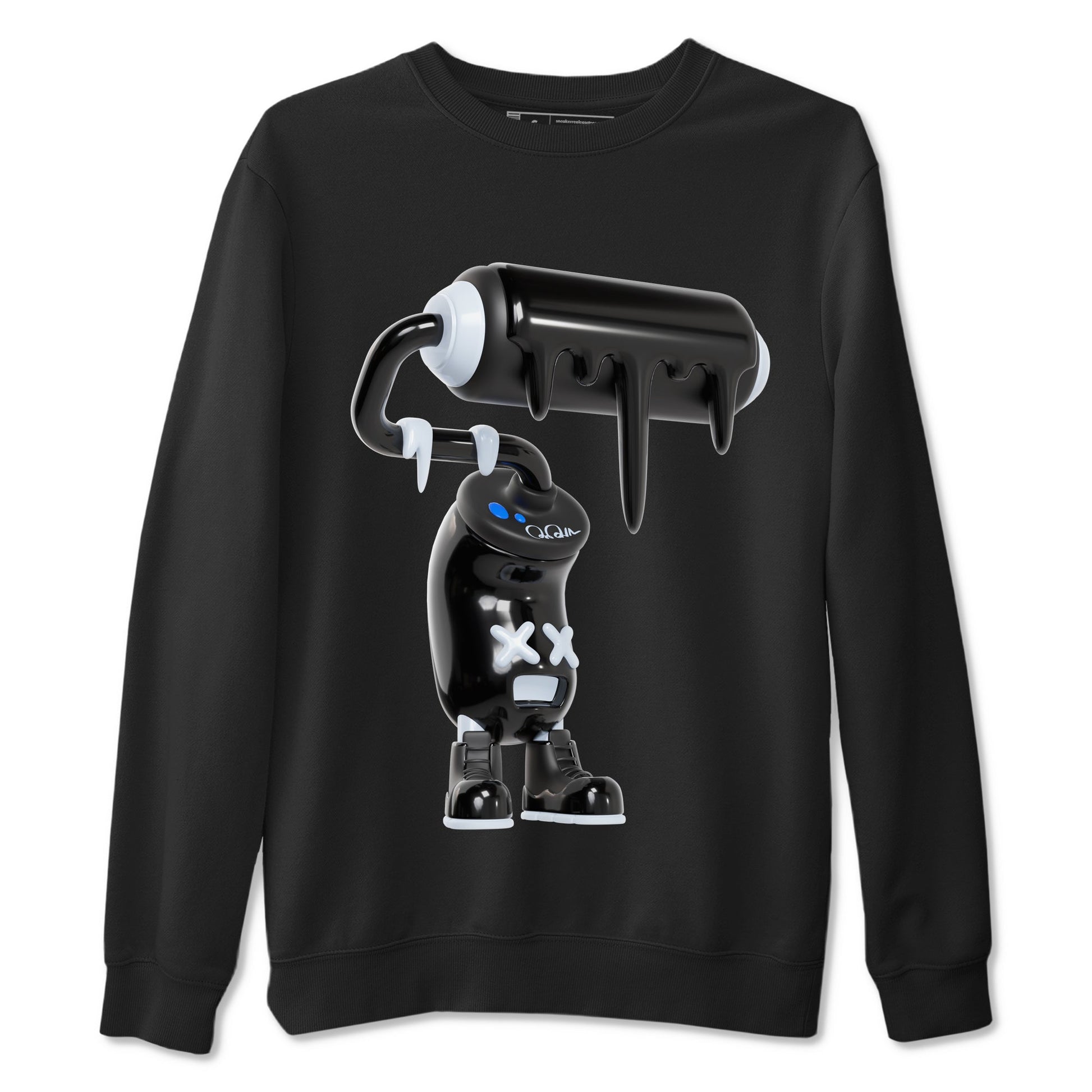 Air Jordan 11 Space shirt to match jordans 3D Paint Roller sneaker tees AJ11 Black and Varsity Royal SNRT Sneaker Release Tees unisex cotton Black 2 crew neck shirt