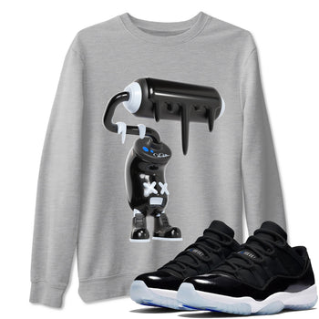 Air Jordan 11 Space shirt to match jordans 3D Paint Roller sneaker tees AJ11 Black and Varsity Royal SNRT Sneaker Release Tees unisex cotton Heather Grey 1 crew neck shirt