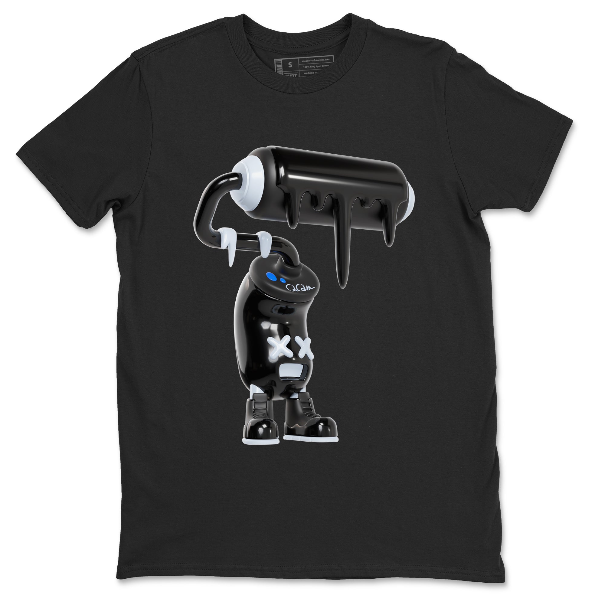 Air Jordan 11 Space shirt to match jordans 3D Paint Roller sneaker tees AJ11 Black and Varsity Royal SNRT Sneaker Release Tees unisex cotton Black 2 crew neck shirt
