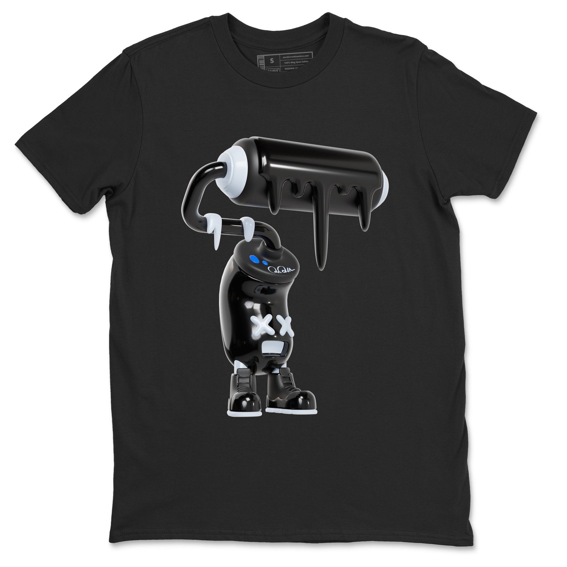 Air Jordan 11 Space shirt to match jordans 3D Paint Roller sneaker tees AJ11 Black and Varsity Royal SNRT Sneaker Release Tees unisex cotton Black 2 crew neck shirt