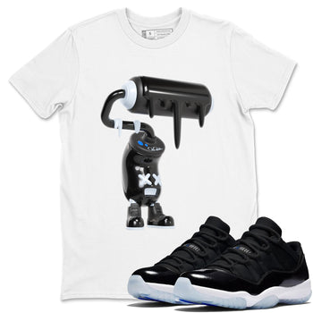 Air Jordan 11 Space shirt to match jordans 3D Paint Roller sneaker tees AJ11 Black and Varsity Royal SNRT Sneaker Release Tees unisex cotton White 1 crew neck shirt