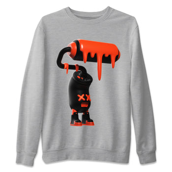 Air Jordan 12 Brilliant Orange Sneaker Match Tees 3D Paint Roller Sneaker Tees AJ12 Brilliant Orange Sneaker Release Tees Unisex Shirts Heather Grey 2