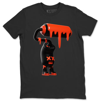 Air Jordan 12 Brilliant Orange Sneaker Match Tees 3D Paint Roller Sneaker Tees AJ12 Brilliant Orange Sneaker Release Tees Unisex Shirts Black 2
