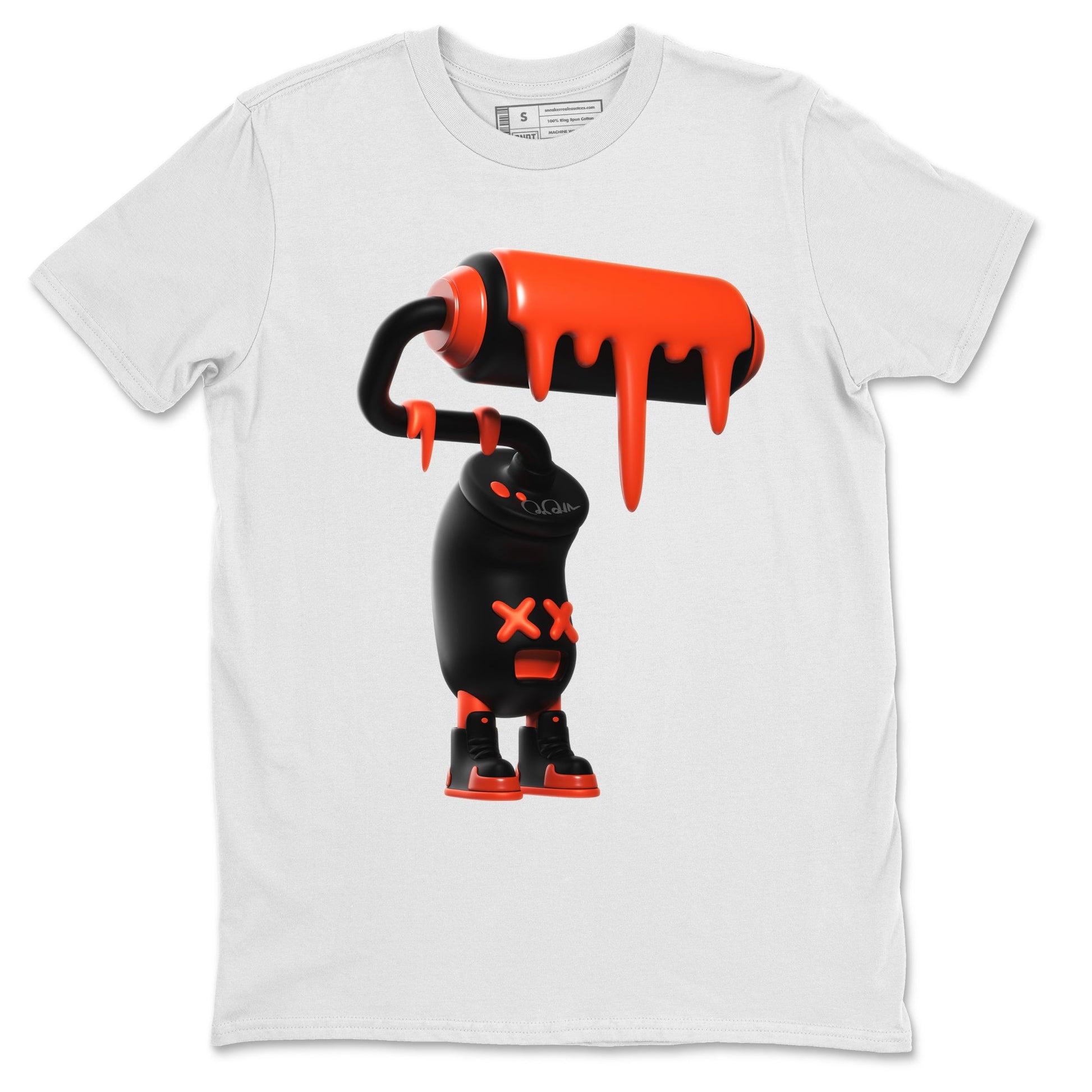 Air Jordan 12 Brilliant Orange Sneaker Match Tees 3D Paint Roller Sneaker Tees AJ12 Brilliant Orange Sneaker Release Tees Unisex Shirts White 2