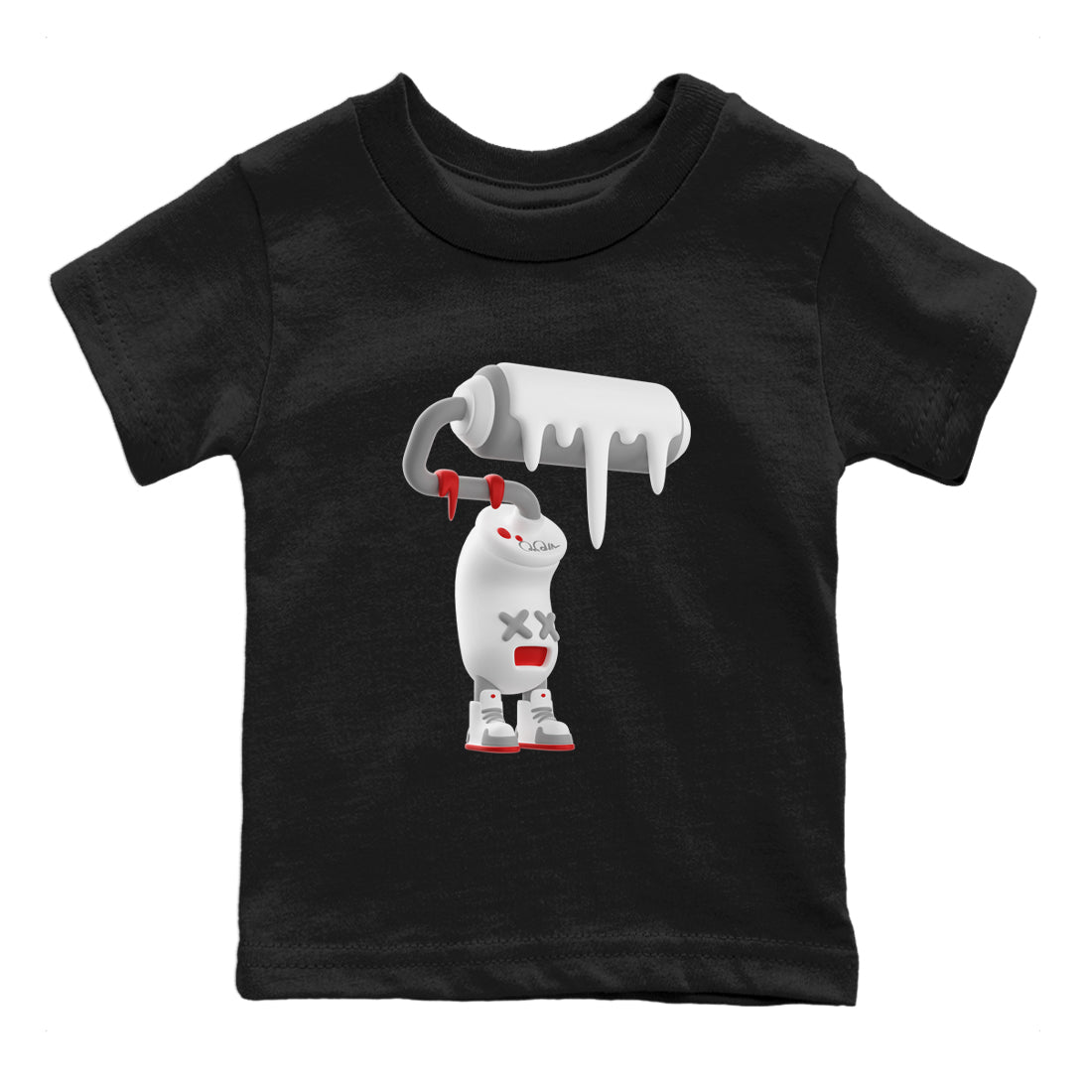 Air Jordan 13 Wolf Grey Sneaker Match Tees 3D Paint Roller Sneaker Tees AJ13 Wolf Grey Sneaker Release Tees Kids Shirts Black 2