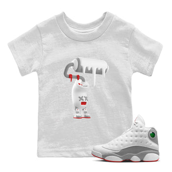 Air Jordan 13 Wolf Grey Sneaker Match Tees 3D Paint Roller Sneaker Tees AJ13 Wolf Grey Sneaker Release Tees Kids Shirts White 1