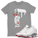 Air Jordan 13 Wolf Grey Sneaker Match Tees 3D Paint Roller Sneaker Tees AJ13 Wolf Grey Sneaker Release Tees Unisex Shirts Heather Grey 1