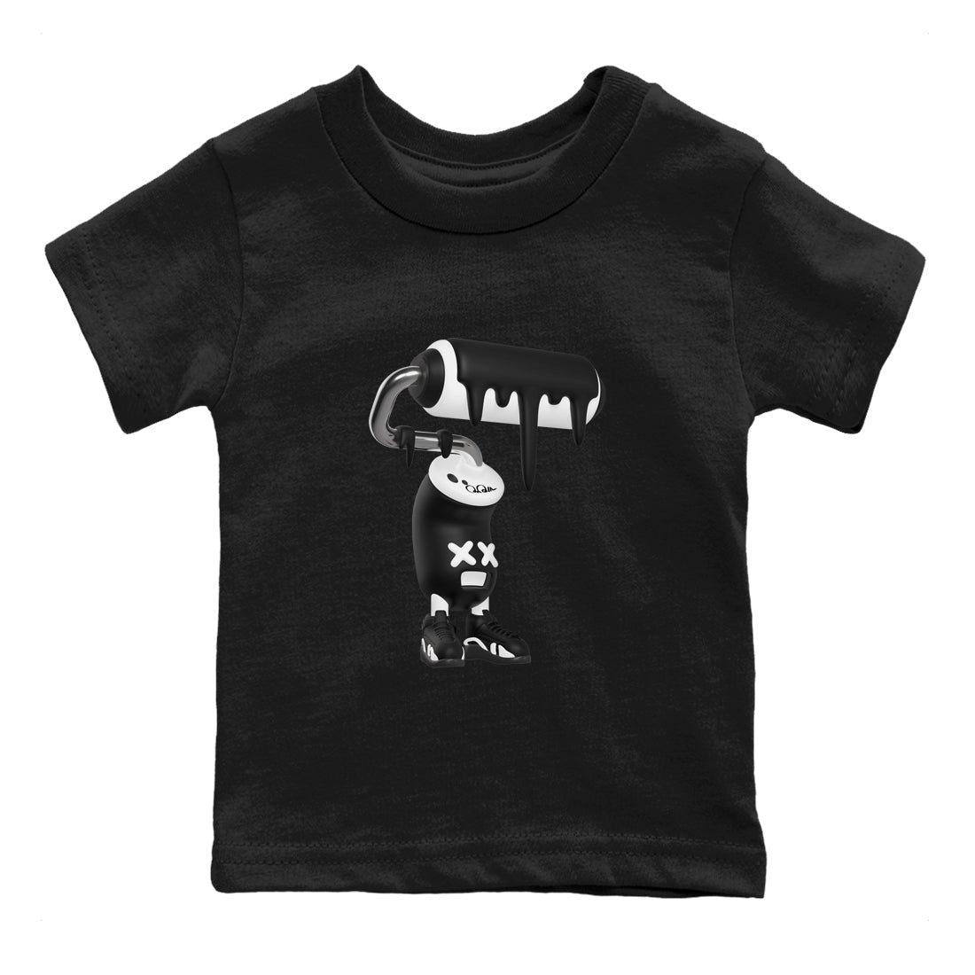 14s Panda shirt to match jordans 3D Paint Roller sneaker tees Air Jordan 14 Panda SNRT Sneaker Release Tees Baby Toddler Black 2 T-Shirt