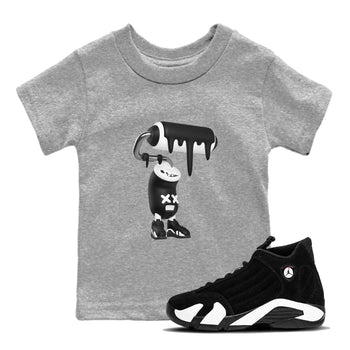 14s Panda shirt to match jordans 3D Paint Roller sneaker tees Air Jordan 14 Panda SNRT Sneaker Release Tees Baby Toddler Heather Grey 1 T-Shirt