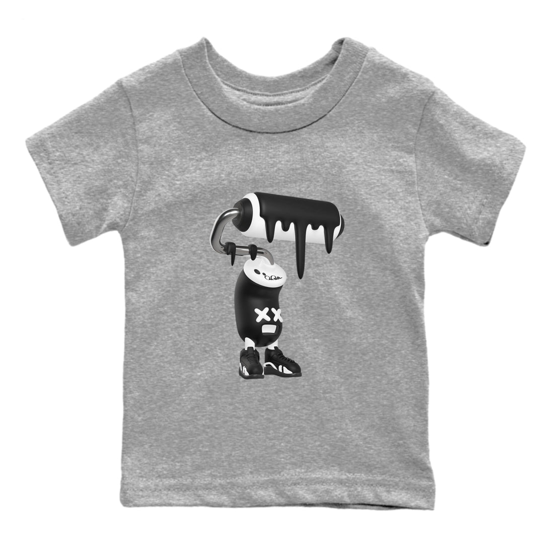 14s Panda shirt to match jordans 3D Paint Roller sneaker tees Air Jordan 14 Panda SNRT Sneaker Release Tees Baby Toddler Heather Grey 2 T-Shirt