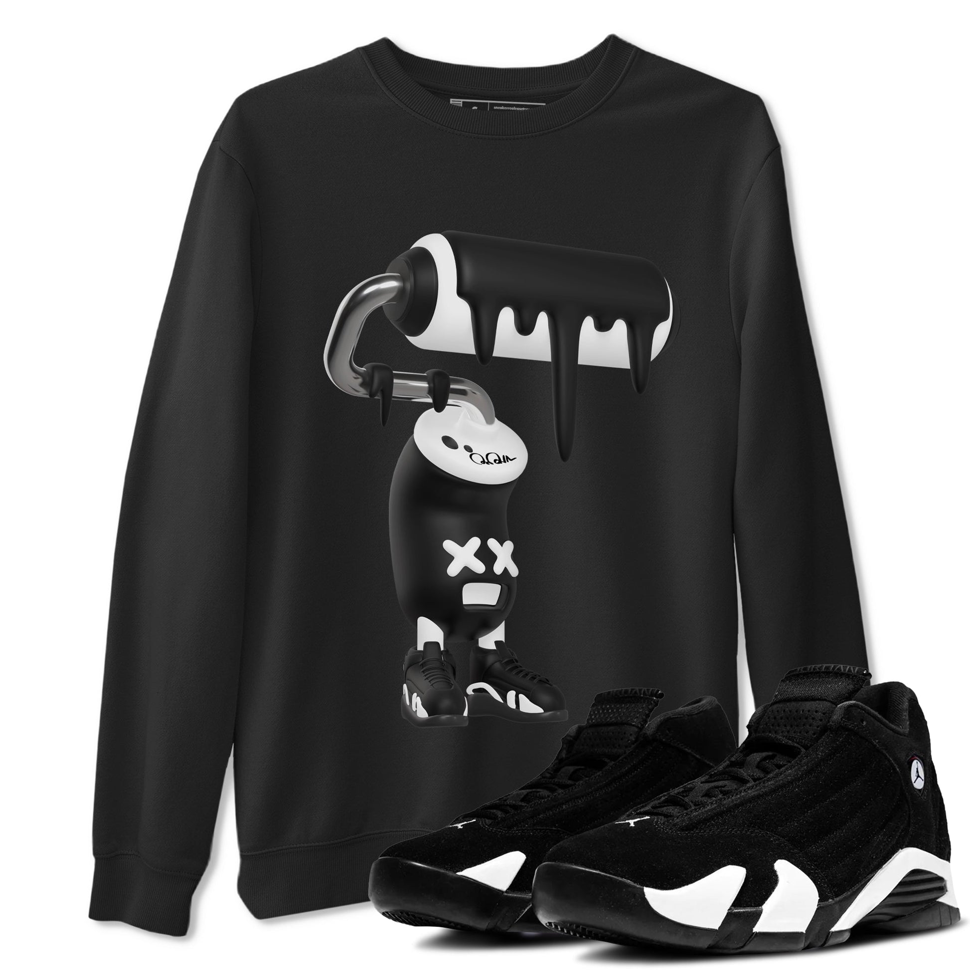 14s Panda shirt to match jordans 3D Paint Roller sneaker tees Air Jordan 14 Panda SNRT Sneaker Release Tees Unisex Black 1 T-Shirt