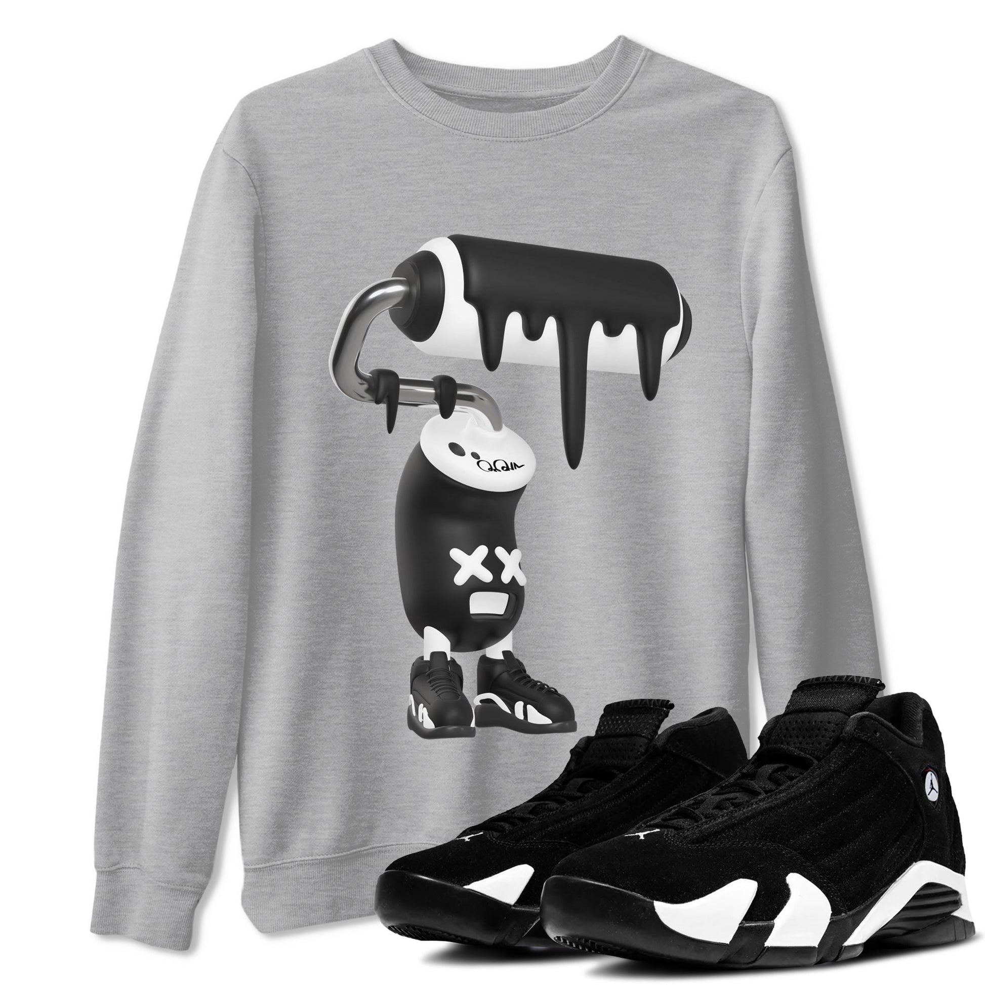14s Panda shirt to match jordans 3D Paint Roller sneaker tees Air Jordan 14 Panda SNRT Sneaker Release Tees Unisex Heather Grey 1 T-Shirt