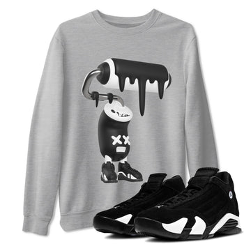 14s Panda shirt to match jordans 3D Paint Roller sneaker tees Air Jordan 14 Panda SNRT Sneaker Release Tees Unisex Heather Grey 1 T-Shirt