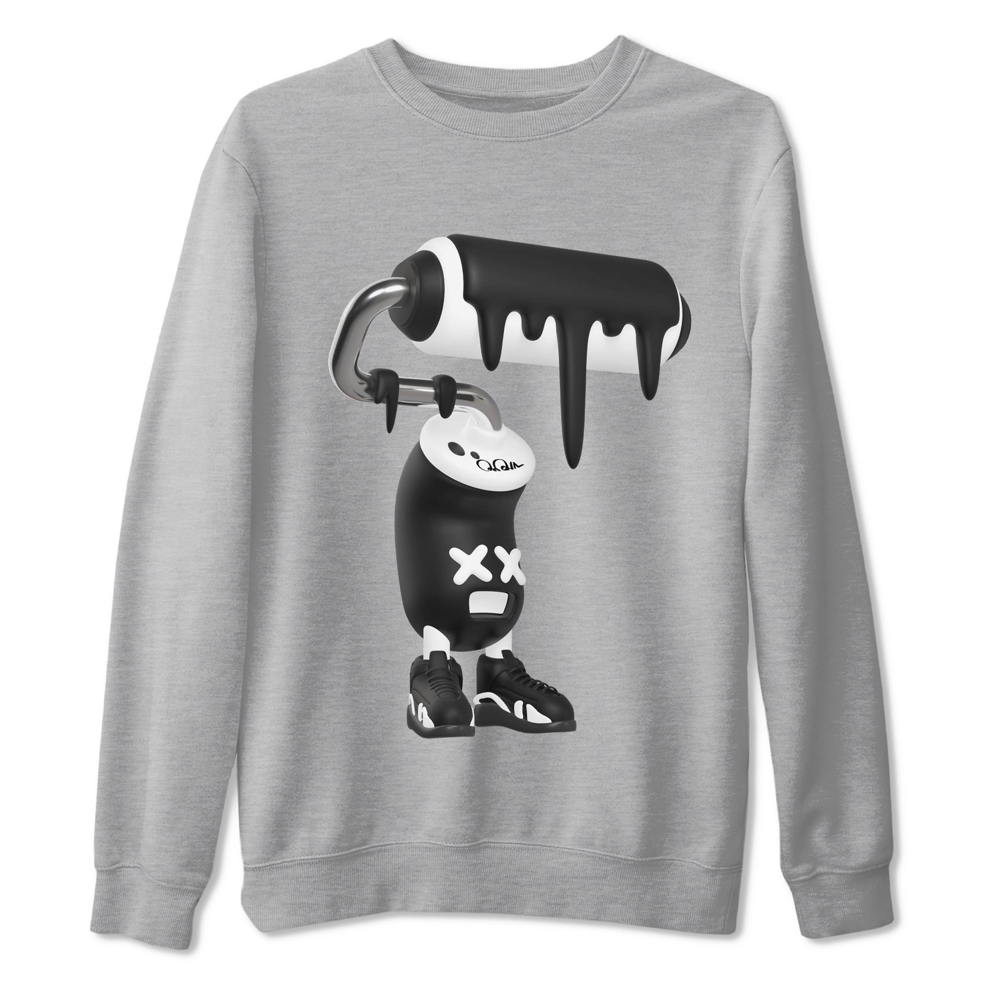 14s Panda shirt to match jordans 3D Paint Roller sneaker tees Air Jordan 14 Panda SNRT Sneaker Release Tees Unisex Heather Grey 2 T-Shirt