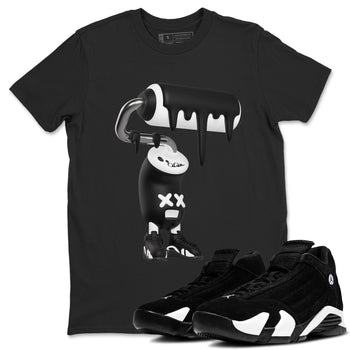 14s Panda shirt to match jordans 3D Paint Roller sneaker tees Air Jordan 14 Panda SNRT Sneaker Release Tees Unisex Black 1 T-Shirt