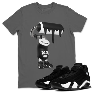 14s Panda shirt to match jordans 3D Paint Roller sneaker tees Air Jordan 14 Panda SNRT Sneaker Release Tees Unisex Cool Grey 1 T-Shirt