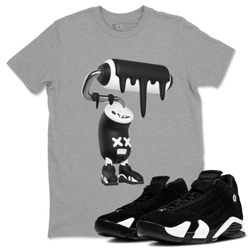 14s Panda shirt to match jordans 3D Paint Roller sneaker tees Air Jordan 14 Panda SNRT Sneaker Release Tees Unisex Heather Grey 1 T-Shirt