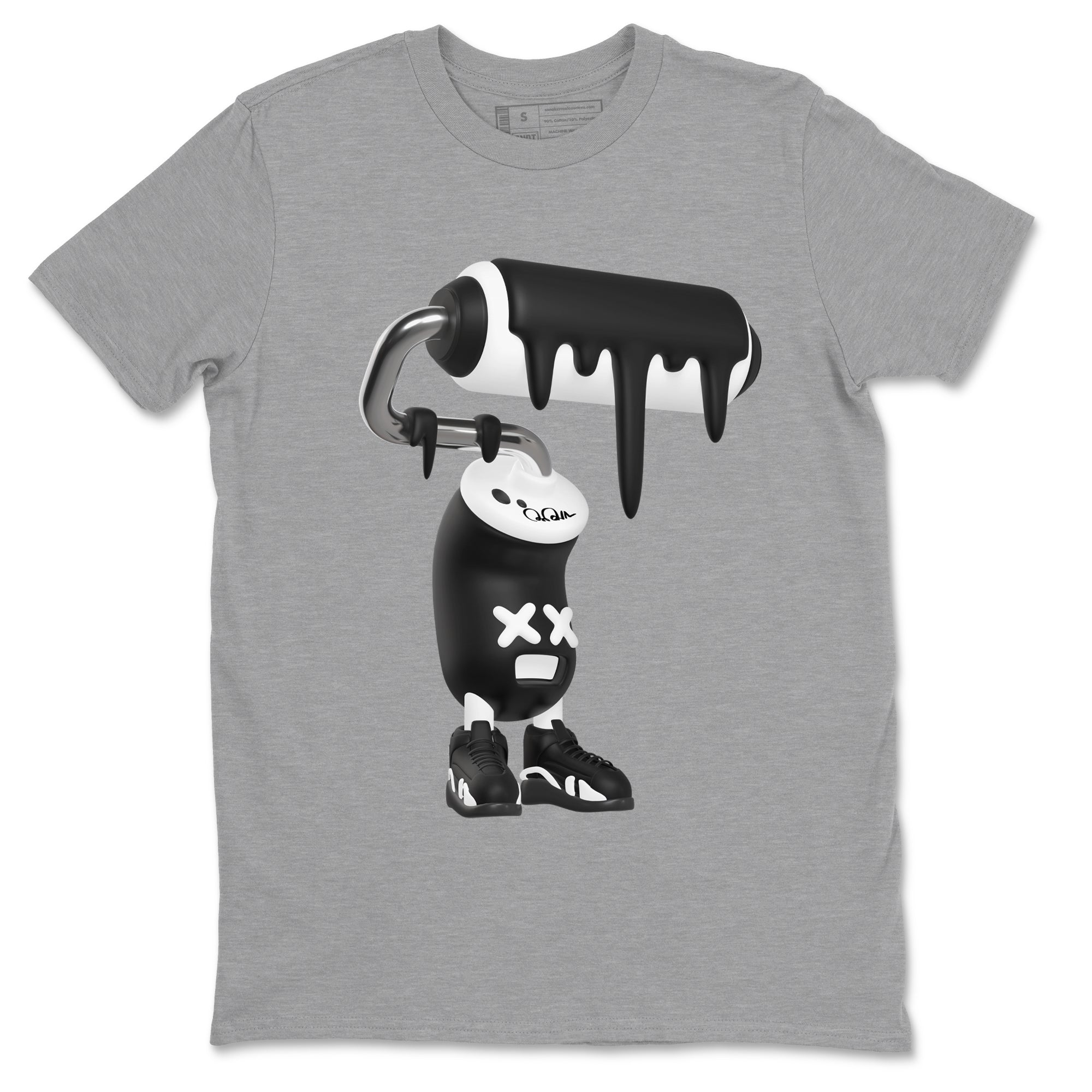 14s Panda shirt to match jordans 3D Paint Roller sneaker tees Air Jordan 14 Panda SNRT Sneaker Release Tees Unisex Heather Grey 2 T-Shirt
