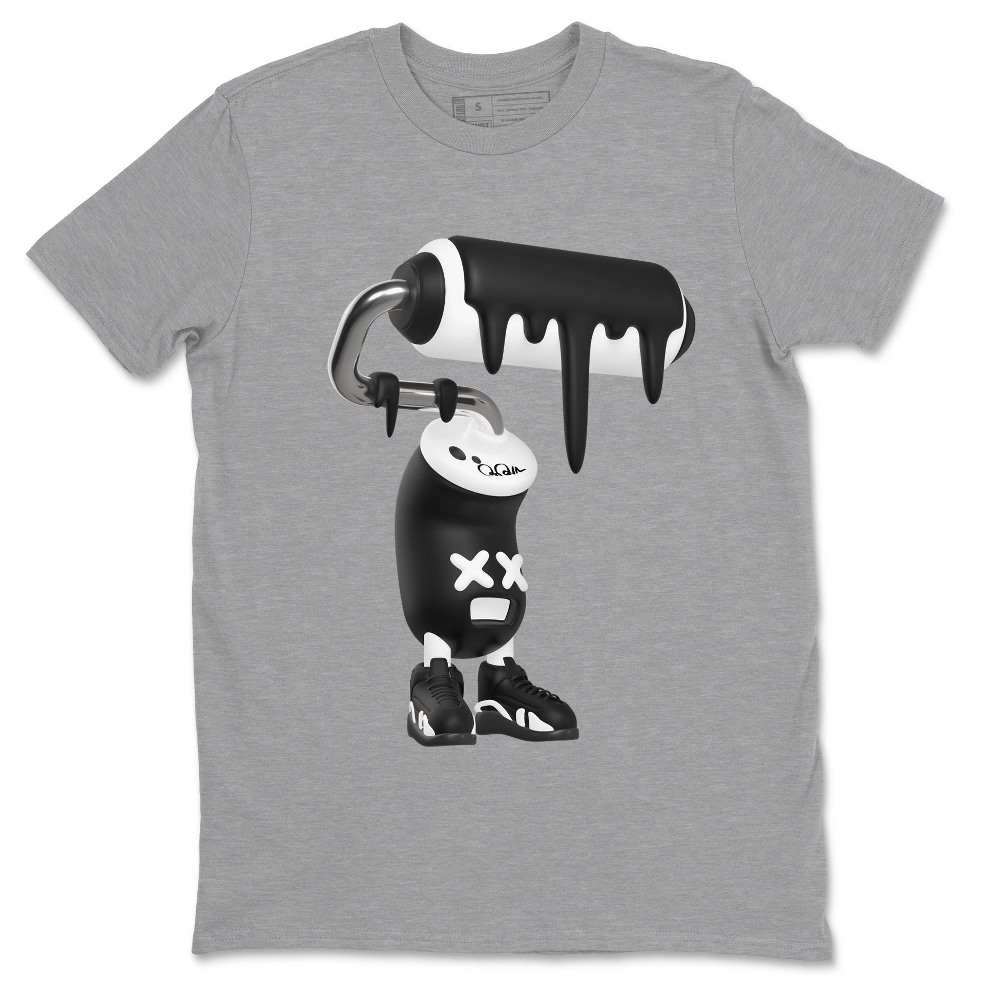 14s Panda shirt to match jordans 3D Paint Roller sneaker tees Air Jordan 14 Panda SNRT Sneaker Release Tees Unisex Heather Grey 2 T-Shirt