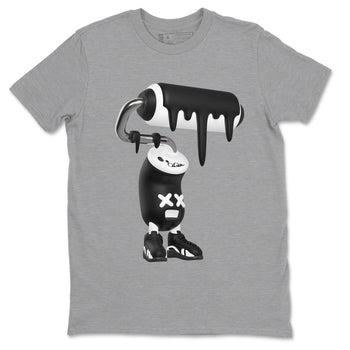 14s Panda shirt to match jordans 3D Paint Roller sneaker tees Air Jordan 14 Panda SNRT Sneaker Release Tees Unisex Heather Grey 2 T-Shirt