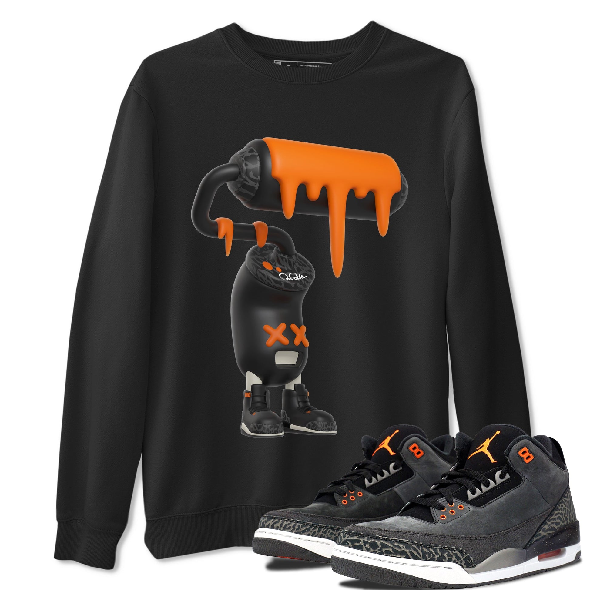 3s Fear shirt to match jordans 3D Paint Roller sneaker tees Air Jordan 3 Fear SNRT Sneaker Release Tees Unisex Black 1 T-Shirt