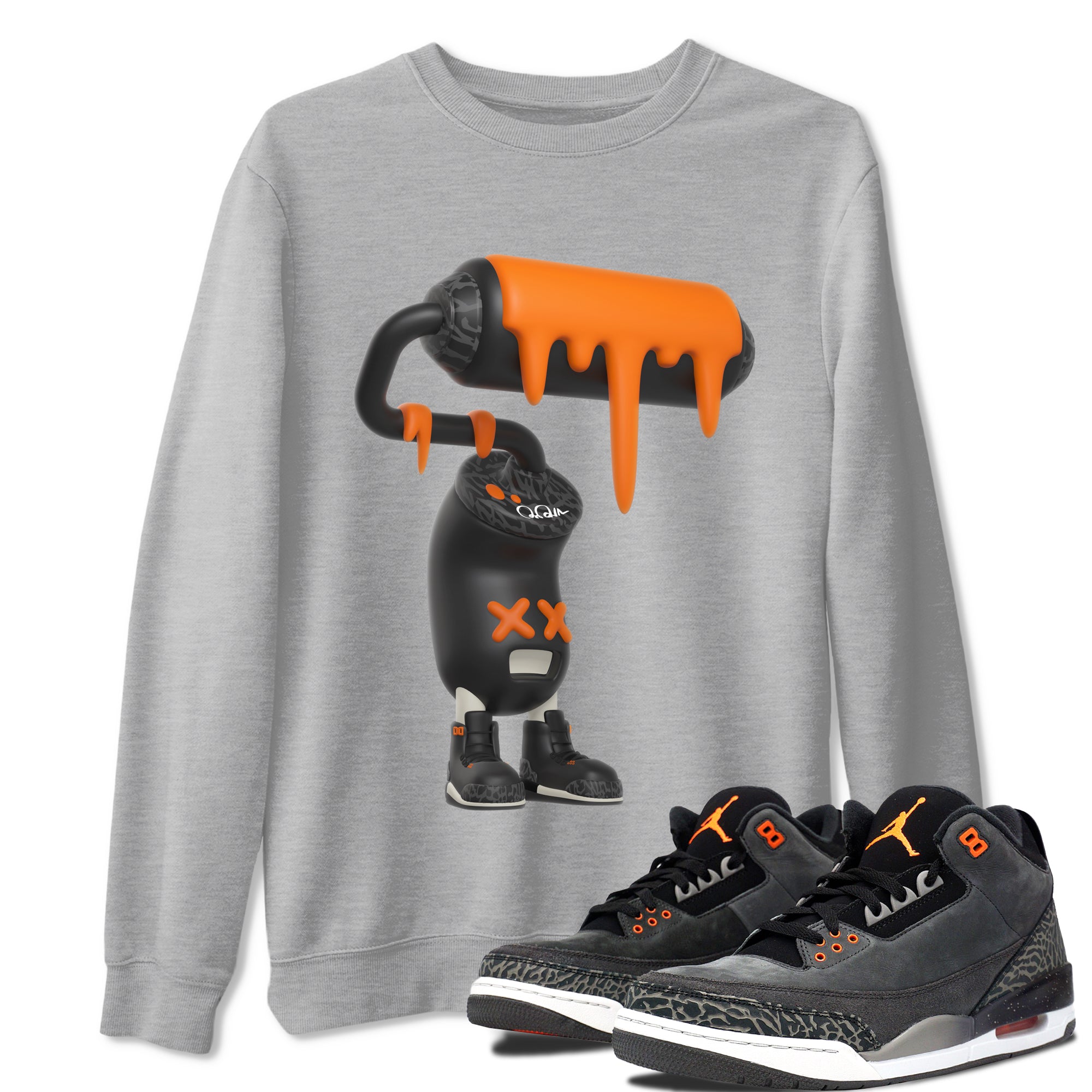 3s Fear shirt to match jordans 3D Paint Roller sneaker tees Air Jordan 3 Fear SNRT Sneaker Release Tees Unisex Heather Grey 1 T-Shirt