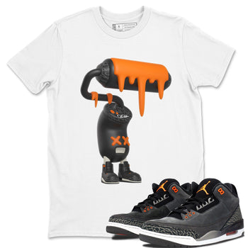 3s Fear shirt to match jordans 3D Paint Roller sneaker tees Air Jordan 3 Fear SNRT Sneaker Release Tees Unisex White 1 T-Shirt