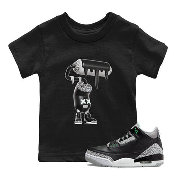 3s Green Glow shirt to match jordans 3D Paint Roller sneaker tees Air Jordan 3 Green Glow SNRT sneaker release tees baby toddler Black 1 cotton Shirt
