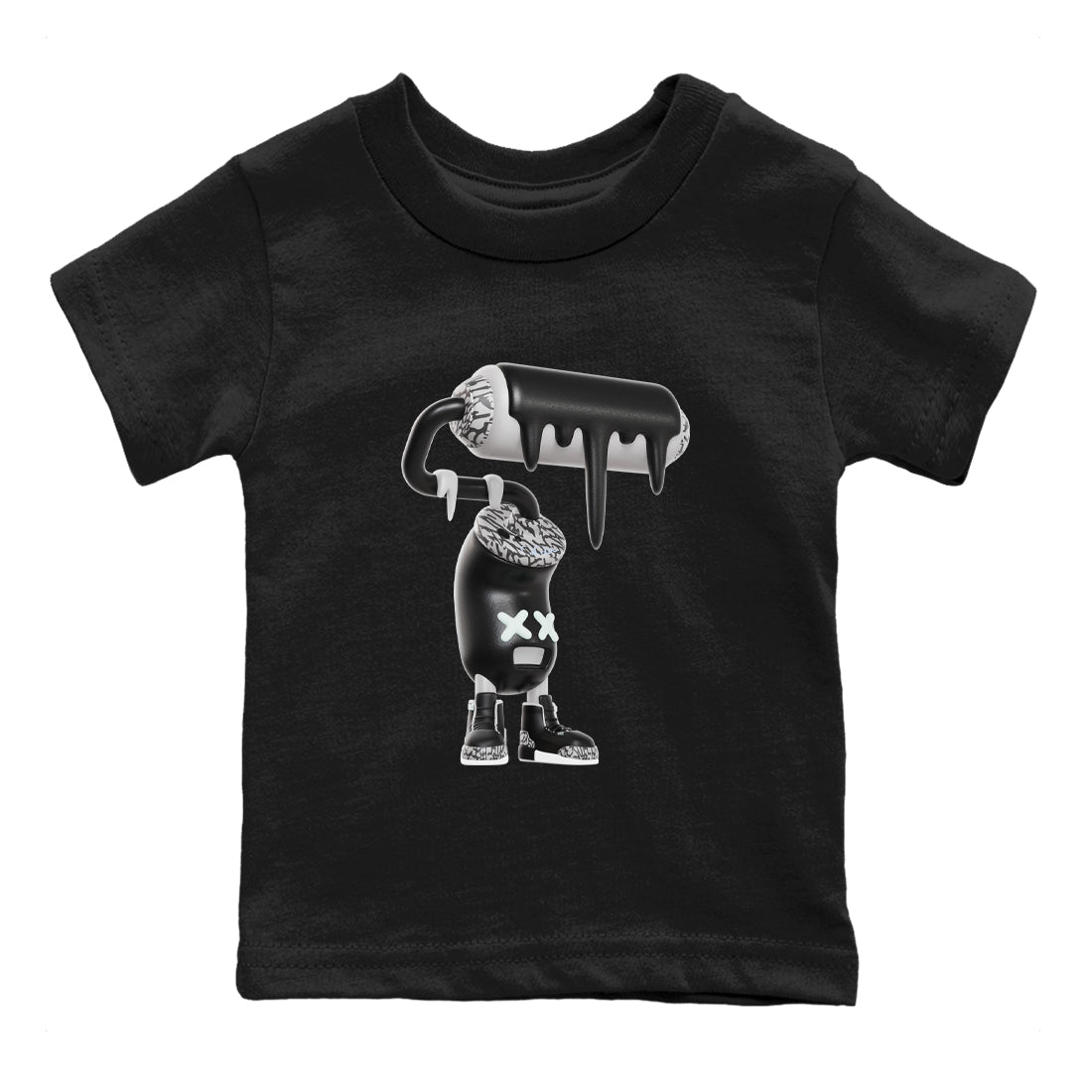 3s Green Glow shirt to match jordans 3D Paint Roller sneaker tees Air Jordan 3 Green Glow SNRT sneaker release tees baby toddler Black 2 cotton Shirt