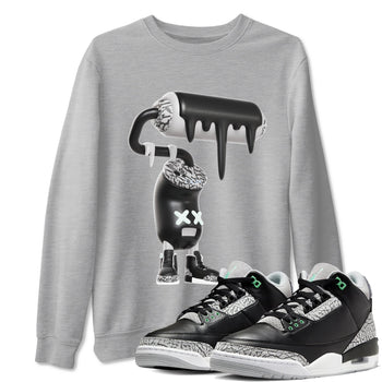 3s Green Glow shirt to match jordans 3D Paint Roller sneaker tees Air Jordan 3 Green Glow SNRT Sneaker Release Tees unisex cotton Heather Grey 1 crew neck shirt