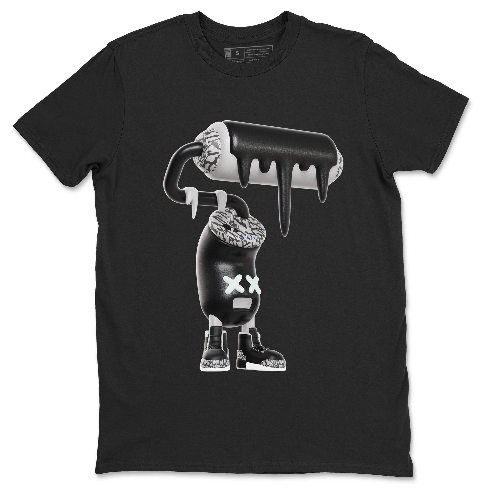 3s Green Glow shirt to match jordans 3D Paint Roller sneaker tees Air Jordan 3 Green Glow SNRT Sneaker Release Tees unisex cotton Black 2 crew neck shirt