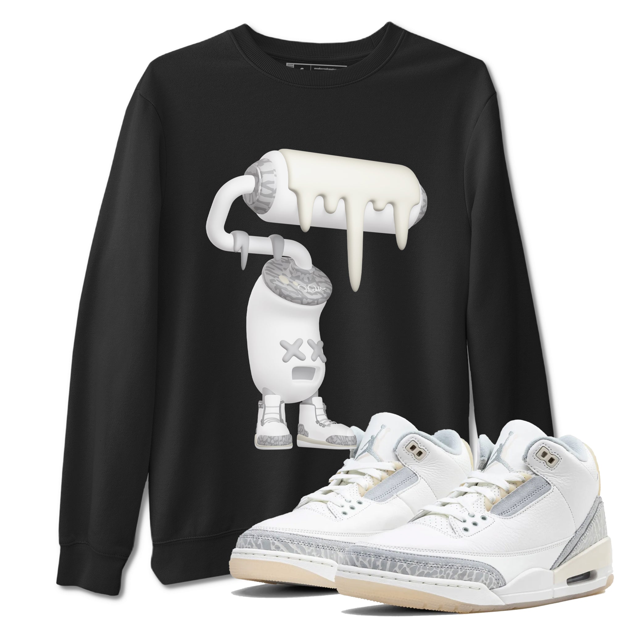 3s Ivory shirt to match jordans 3D Paint Roller sneaker tees Air Jordan 3 Ivory SNRT Sneaker Release Tees unisex cotton Black 1 crew neck shirt