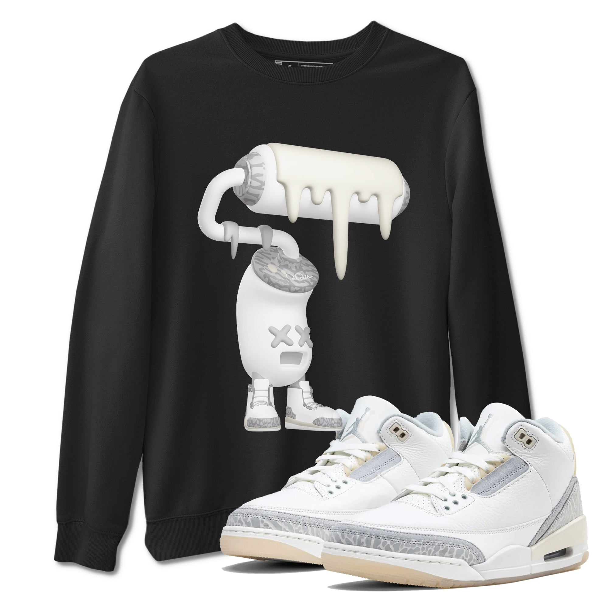 3s Ivory shirt to match jordans 3D Paint Roller sneaker tees Air Jordan 3 Ivory SNRT Sneaker Release Tees unisex cotton Black 1 crew neck shirt