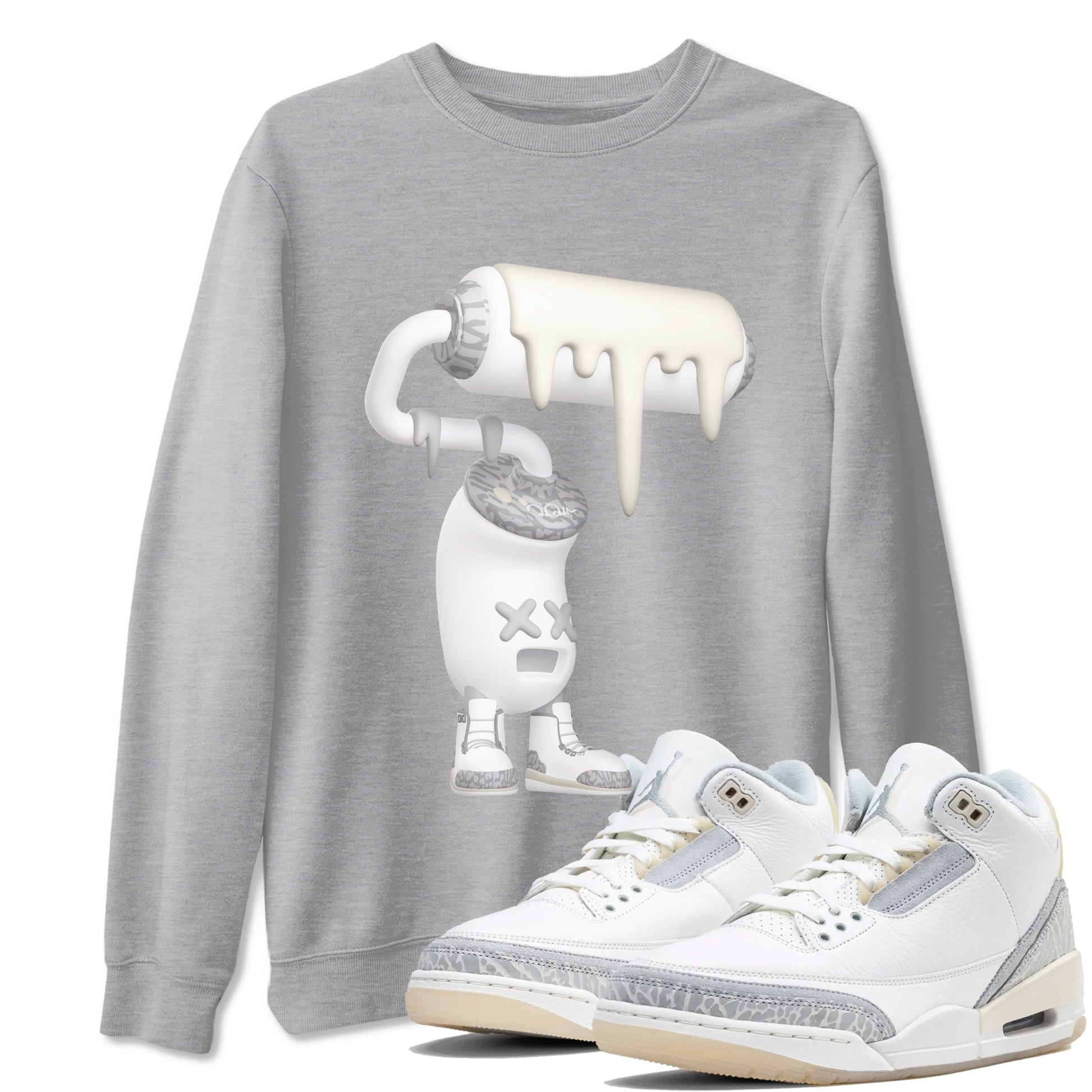 3s Ivory shirt to match jordans 3D Paint Roller sneaker tees Air Jordan 3 Ivory SNRT Sneaker Release Tees unisex cotton Heather Grey 1 crew neck shirt