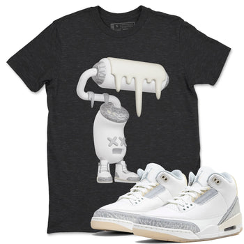 3s Ivory shirt to match jordans 3D Paint Roller sneaker tees Air Jordan 3 Ivory SNRT Sneaker Release Tees unisex cotton Charcoal Heather 1 crew neck shirt