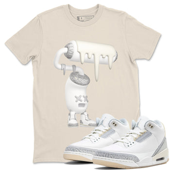 3s Ivory shirt to match jordans 3D Paint Roller sneaker tees Air Jordan 3 Ivory SNRT Sneaker Release Tees unisex cotton Natural 1 crew neck shirt