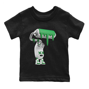 Air Jordan 3 Lucky Green Sneaker Match Tees 3D Paint Roller Sneaker Tees AJ3 Lucky Green Sneaker Release Tees Kids Shirts Black 2