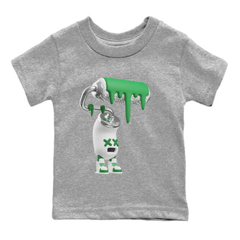 Air Jordan 3 Lucky Green Sneaker Match Tees 3D Paint Roller Sneaker Tees AJ3 Lucky Green Sneaker Release Tees Kids Shirts Heather Grey 2