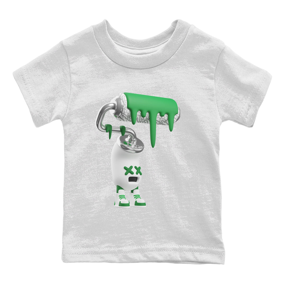Air Jordan 3 Lucky Green Sneaker Match Tees 3D Paint Roller Sneaker Tees AJ3 Lucky Green Sneaker Release Tees Kids Shirts White 2
